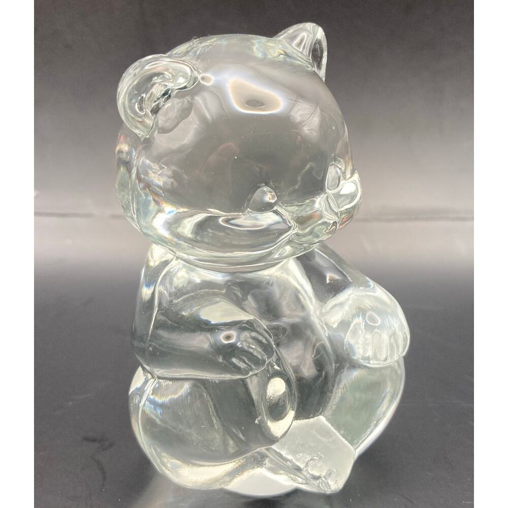 Fenton Clear Glass Art Sitting Bear 3 3/4" Tall Solid Paperweight Decorative - Picture 2 of 10